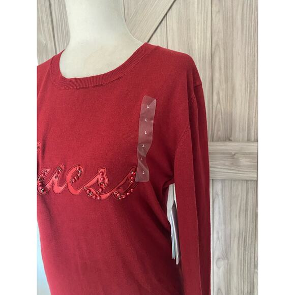 NWT GUESS women’s LILIANE logo, long sleeve sweater large - Picture 4 of 8